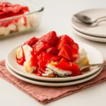 Strawberry angel food dessert, No-bake strawberry cake, Angel food cake recipes, Summer desserts, Easy strawberry desserts, Cream cheese dessert recipes, Glazed strawberry cake, Trifle cake with strawberries, Strawberry cream cheese dessert, Layered no-bake desserts
