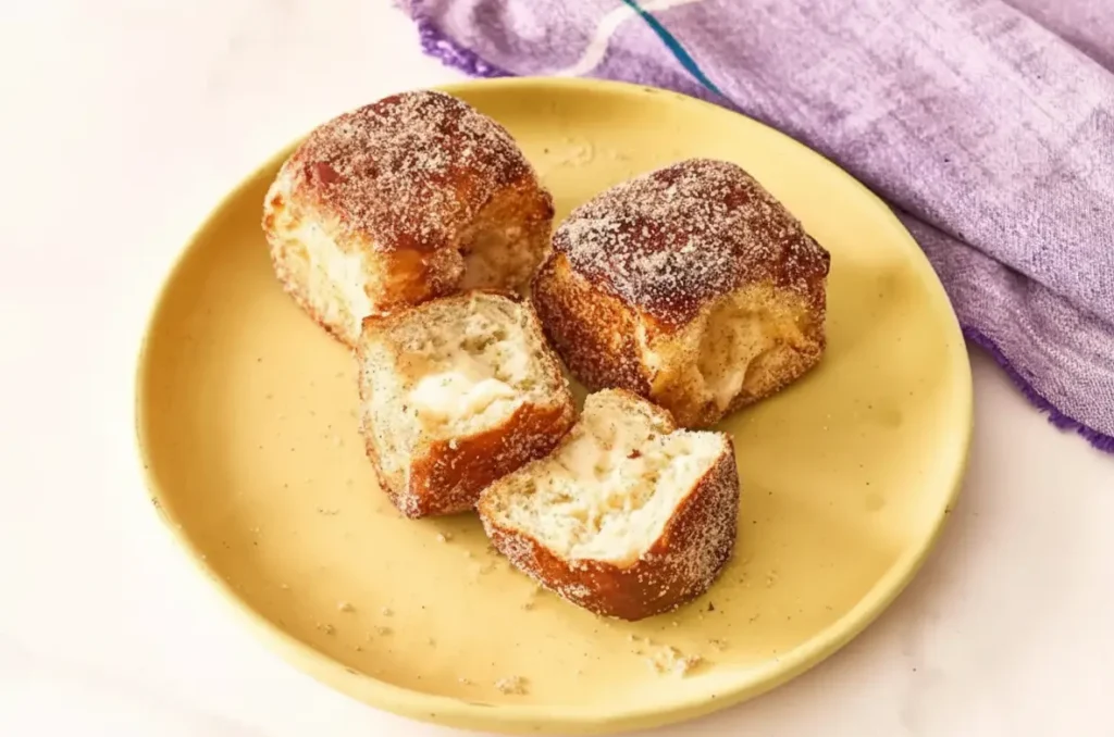 Copycat Cinnabon style Hawaiian rolls dusted in cinnamon sugar, cream cheese filled