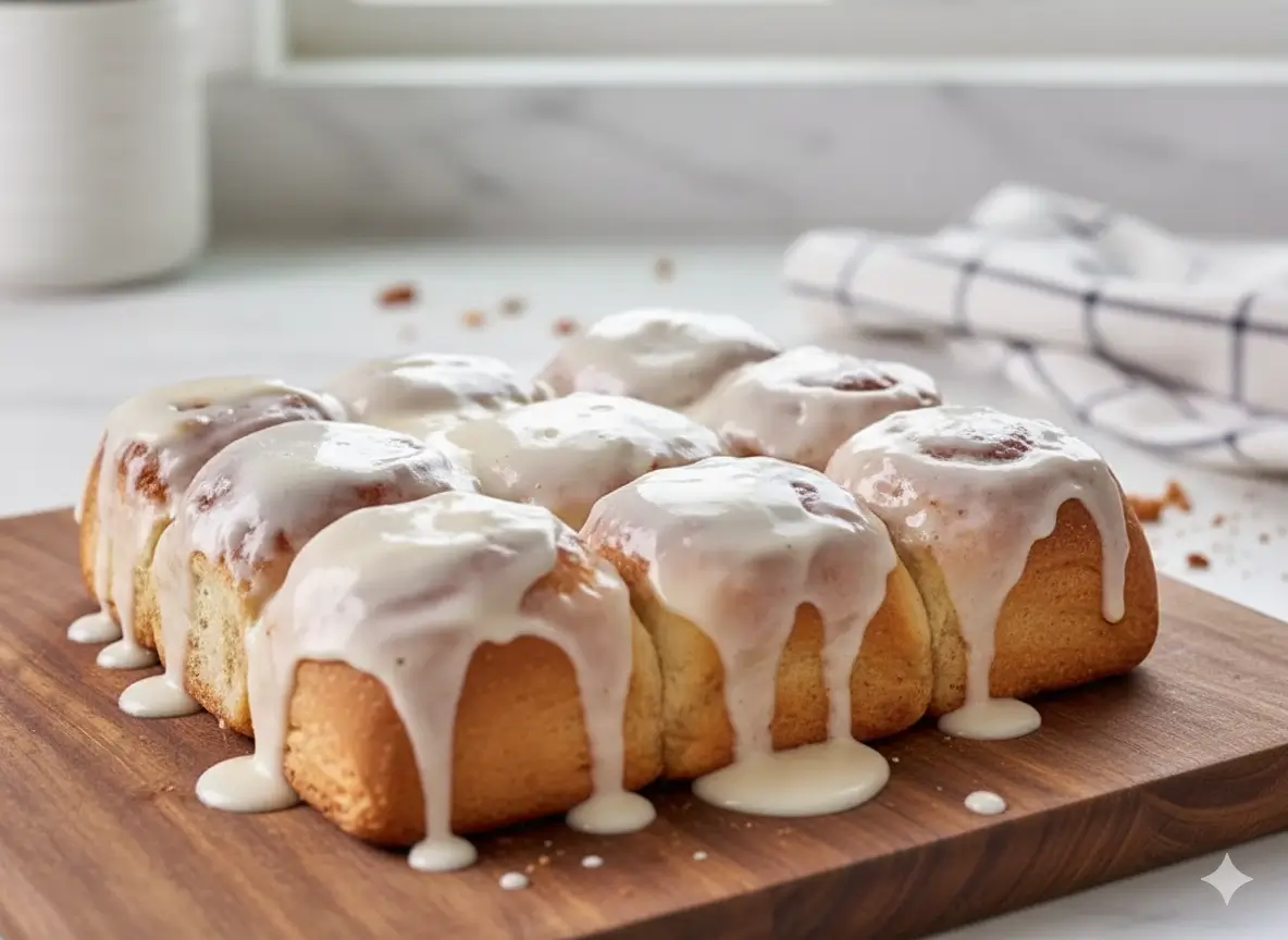 Ooey gooey Hawaiian roll cinnamon rolls with cream cheese icing