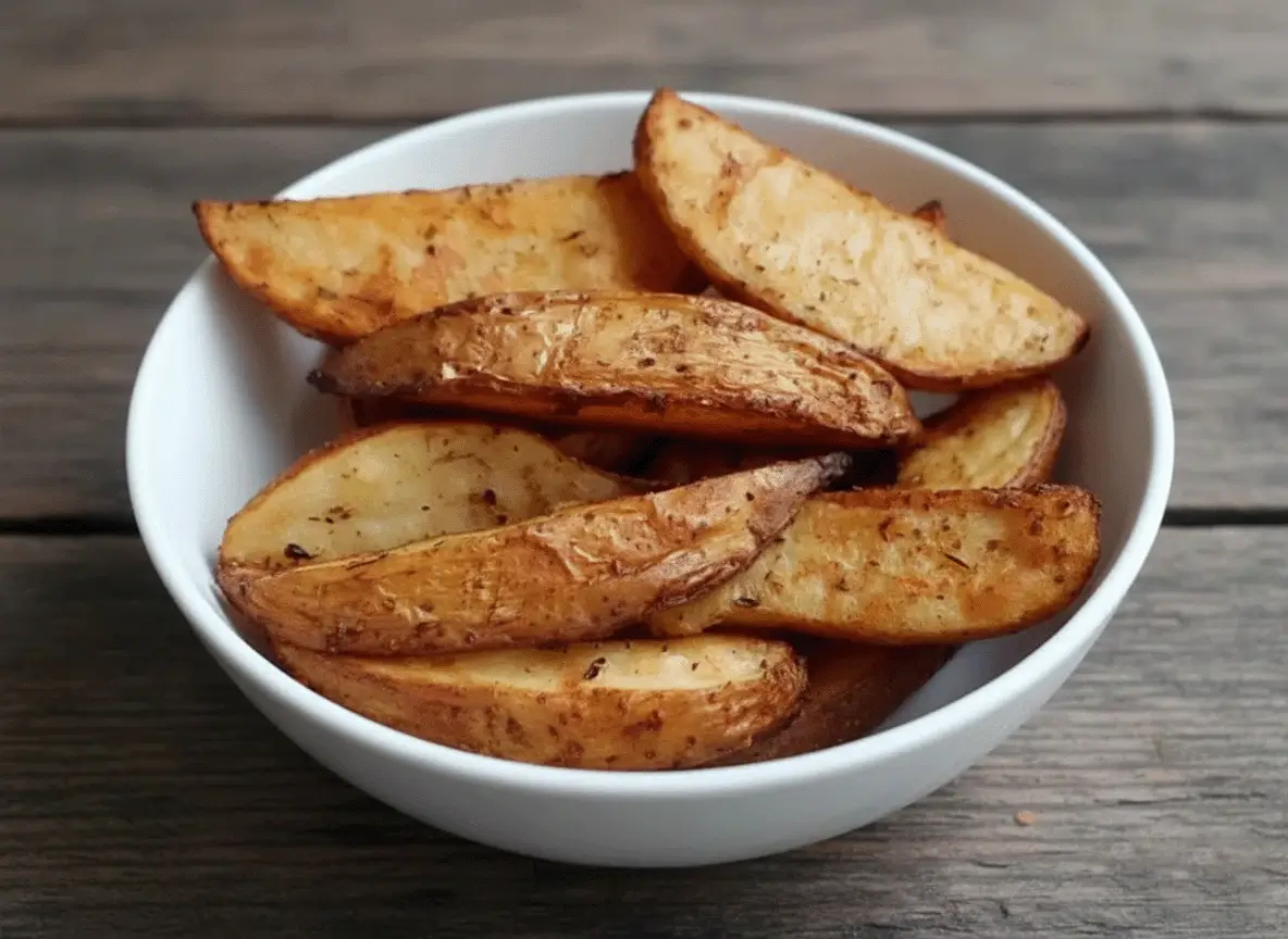 Crispy Cajun Potato Wedges on a baking tray with spicy seasoning
